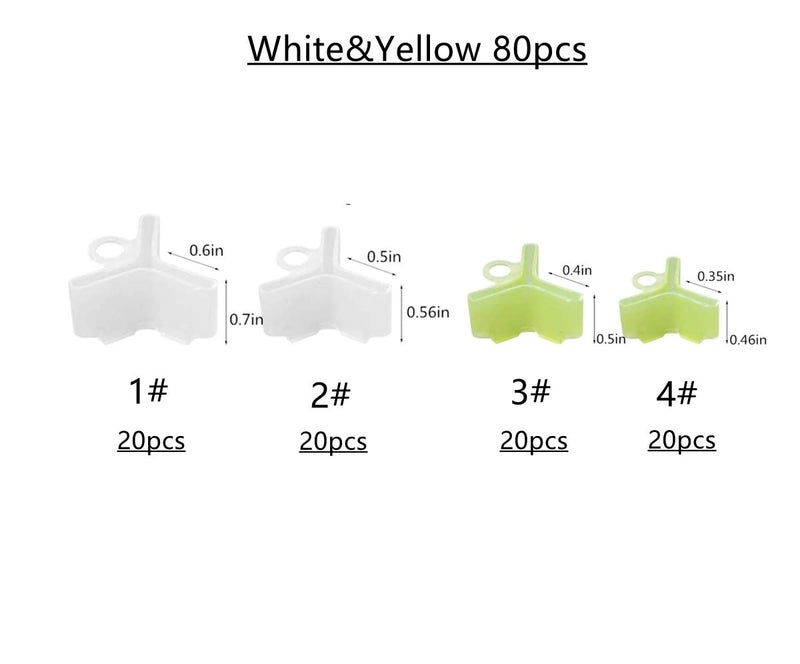Milepetus 200/80Pcs-4Size Fishing Hook Bonnets Treble Hook Covers for Standard Hook Sizes #1/0-8,Yellow and White Availale (White&Yellow-80pcs) - Image 2